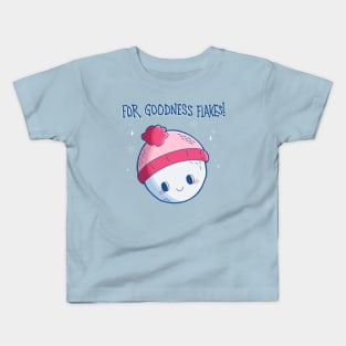 “For Goodness Flakes” Cute Snowball Kids T-Shirt